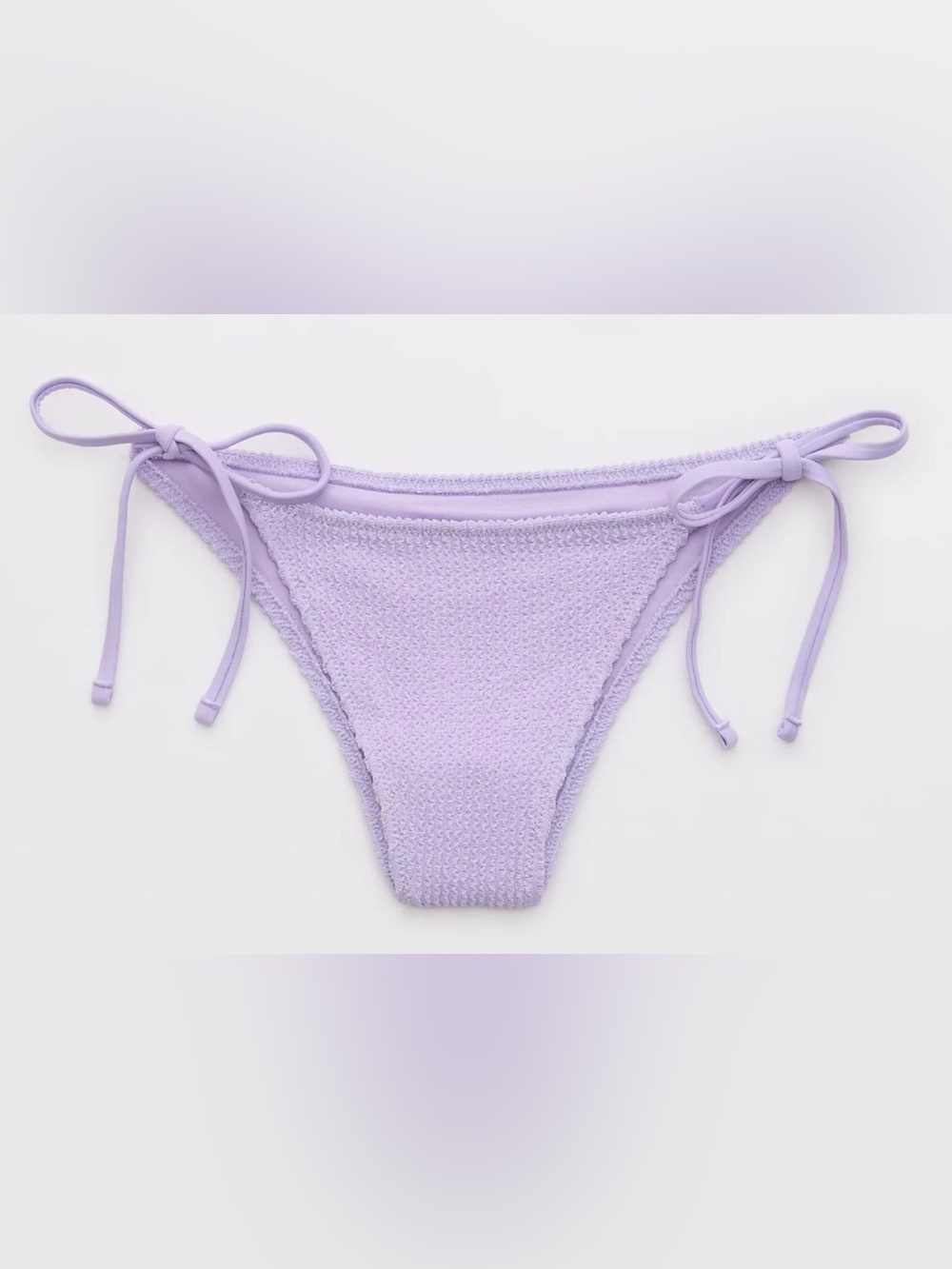 NWT Aerie Shimmery Crinkle Cheekiest Tie Bikini Bottom in Purple Wash - Size XL